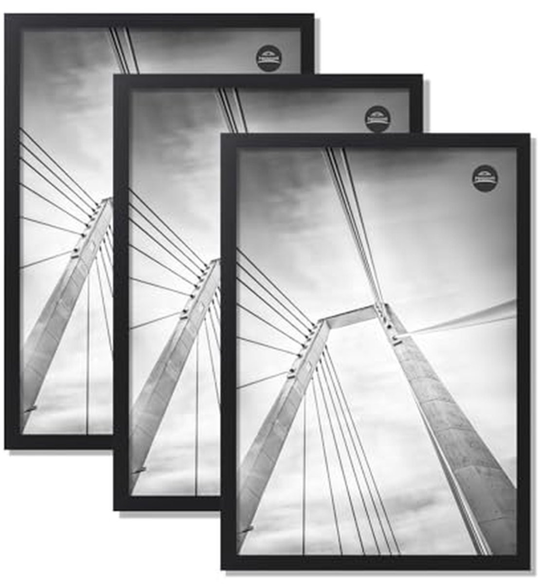 Set van 3 onbreekbare A3 fotolijsten van acrylglas - Zwart