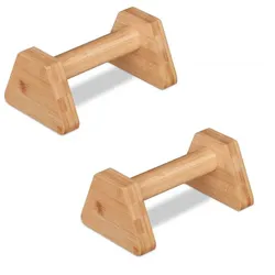 Relaxdays Bambus Parallettes im 2er Set Hellbraun