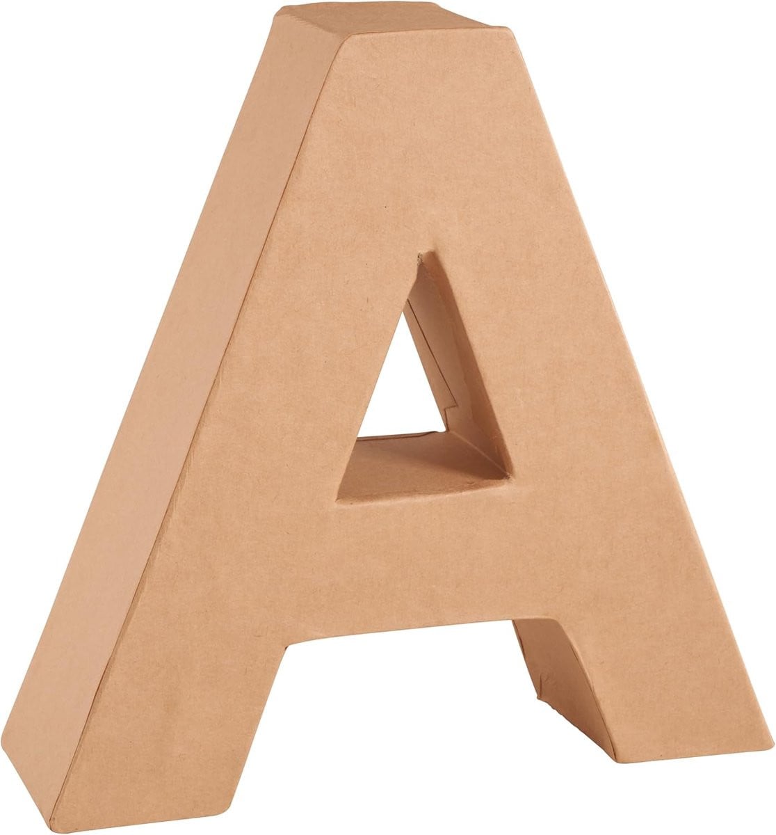 Bruine kartonnen decoratieve letter met stabiele voet, Hoogte: 17.5 cm