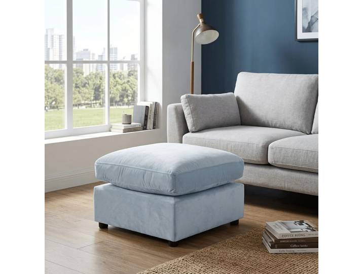 Banquette en polyester et bois bleu 55x55x35 cm