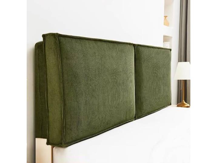 Gleedipre Französischer Stil Bettseitenkissen Hautfreundlicher Cord Kollisionssicher Abnehmbar Bettkopfteil Weich gepolsterte Rückenlehne(Grün,180x60cm/Hat EIN Kopfteil)