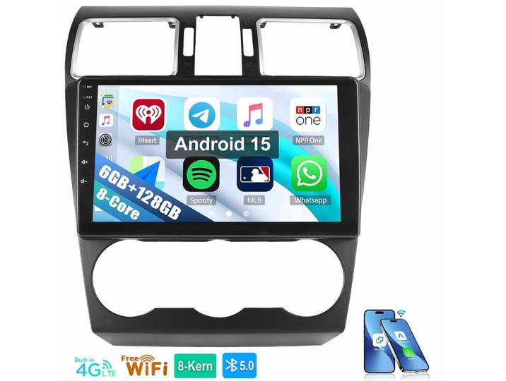 ESSGOO Für Subaru Forester 2015-2018 Android 15 6+128G 4G LTE RDS Autoradio (RDS, Digitalradio (DAB), FM, AM, Apple Carplau Android Auto GPS RDS SWC)