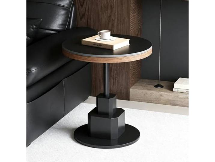 Set aus 2 runden, ineinander schiebbaren Couchtischen mit Schubladen Moderner Couchtisch aus Sinterstein – exklusiver Mittelpunkt für Luxusvillen und gehobene Wohnbereiche(A,19.7in)