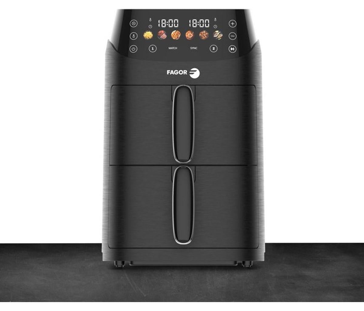 Fagor FG3301 Airfryer met 5L capaciteit, Dual 2.5L tanks en 6 programma's, 2000W