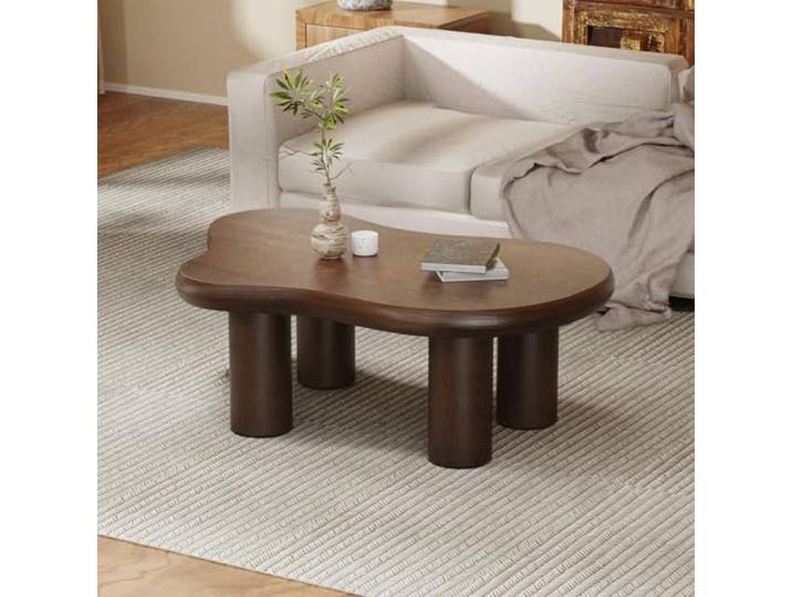 LOVEHOUGES Einzigartiger Couchtisch in Wolkenform für das Wohnzimmer Attraktiver Couchtisch in unregelmäßiger Form, 4 niedliche, große Tischplatte, strapazierfähige lackierte Oberfläche
