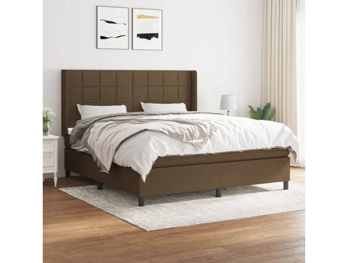 vidaXL Boxspringbett, Boxspringbett mit Matratze Dunkelbraun 160x200 cm Stoff