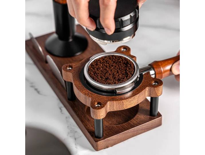 Tapis de doseur de café en bois 51/53/54/58mm, support de Station, porte-filtre, support d'écran de filtre, support de rangement pour expresso, Barista