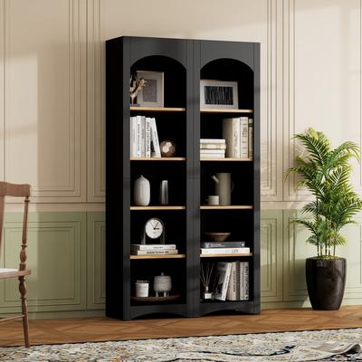 Kodotan sofa Free Standing 5 Tier Bookshelves, Bookcases Set Of 2,Two-Tone Storage Cabinet With Adjustable Shelves,Kitchen Pantry Cabinet
