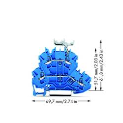 WAGO 2002-2234 Doppelstock-Durchgangsklemme 5.20 mm Zugfeder Belegung: N, N Blau 50 St. Package