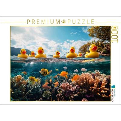 CALVENDO Puzzle Sonne in der Karibik - Gummienten | 1000 Teile Lege-Größe 64x48cm Foto-Puzzle für glückliche Stunden