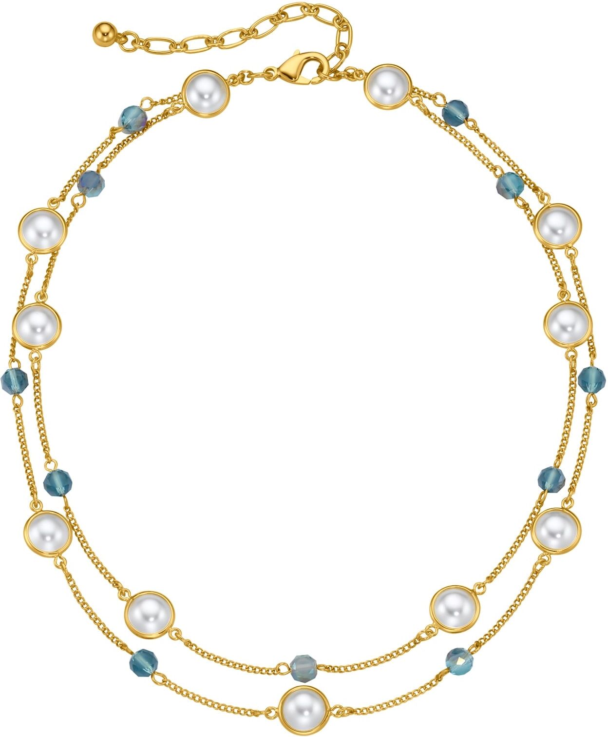 Collier LADY, blau, Halsketten, Damen, Metall, Collier
