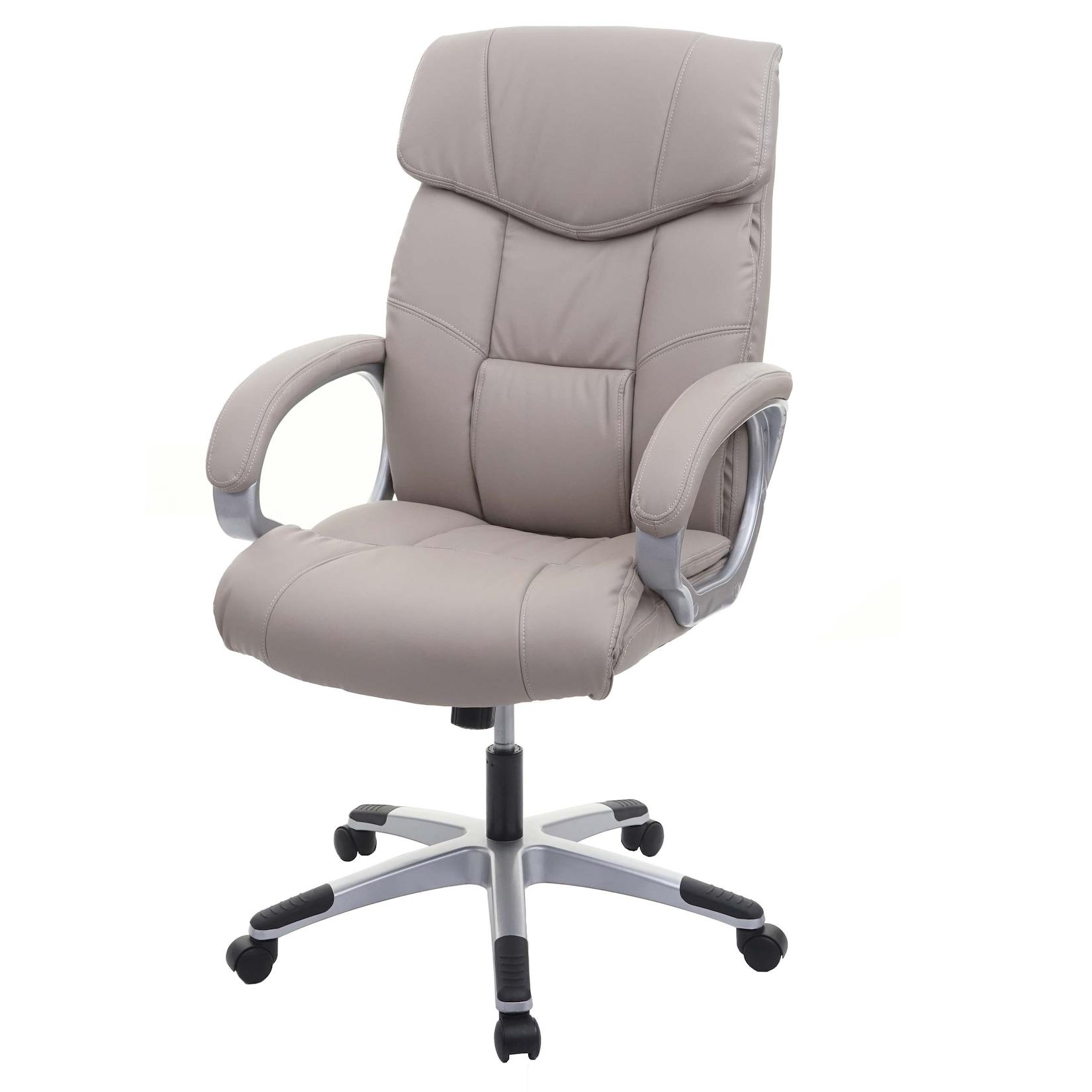Bürostuhl MCW-A71, Chefsessel Drehstuhl, Kunstleder MVG-zertifiziert ~ taupe-grau-grau