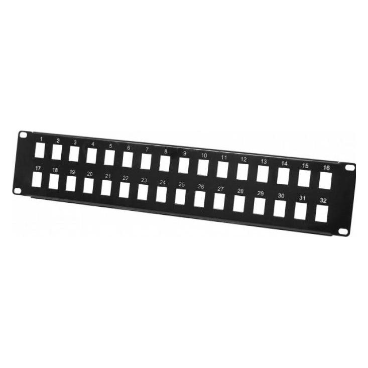 Tecline Modulträger für 32 Keystone-Anschlussbuchsen, 48,30cm (19"), schwarz Zum Aufbau eines Patchfeldes mi (908070)