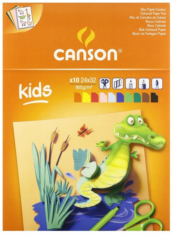 Bloc Canson Création Couleur Kids 10 Feuilles 24x32 185 g 10 couleurs