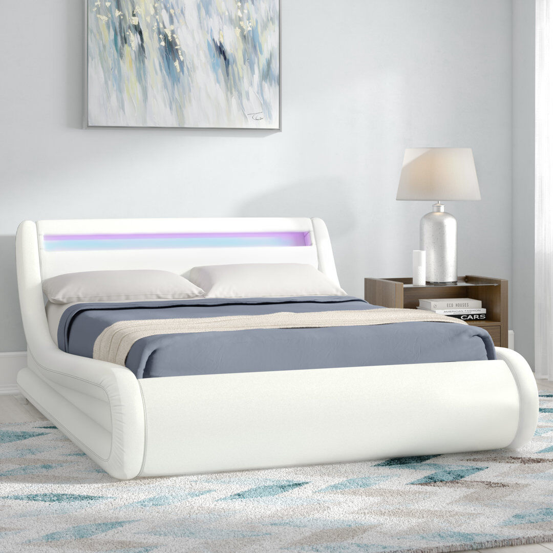 East Urban Home Upholstered Ottoman Storage Bed White Double (4'6)