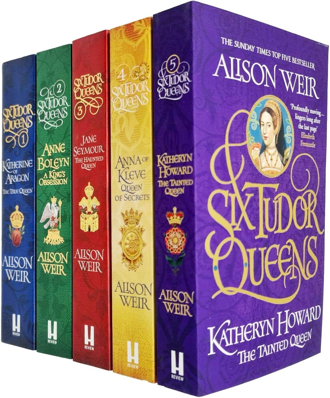Headline Review Six Tudor Queens by Alison Weir - 5 Book Paperback Set - Katherine of Aragon, Anne Boleyn, Jane Seymour, Anna of Kleve & Katheryn Howard - Historical