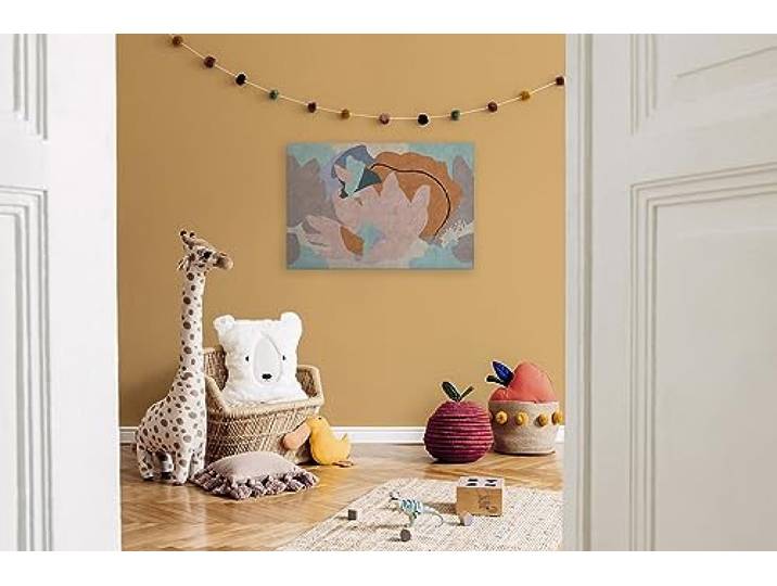 Leinwandbild Grafik abstrakt Kunst - Kunstdruck bunt rosa - 90x60 cm Querformat - Moderne Wanddekoration Schlafzimmer Wohnzimmer Küche - Bild auf Keilrahmen