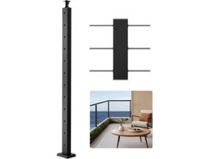 VEVOR Kabelgeländerpfosten, 1067x50,8x50,8 mm, Kabel-Treppengeländerpfosten, vorgebohrte horizontale Löcher, Edelstahl SUS304, für Handlauf, Balustrade, schwarz, 1JZLGZXHS106AWJO6001V0