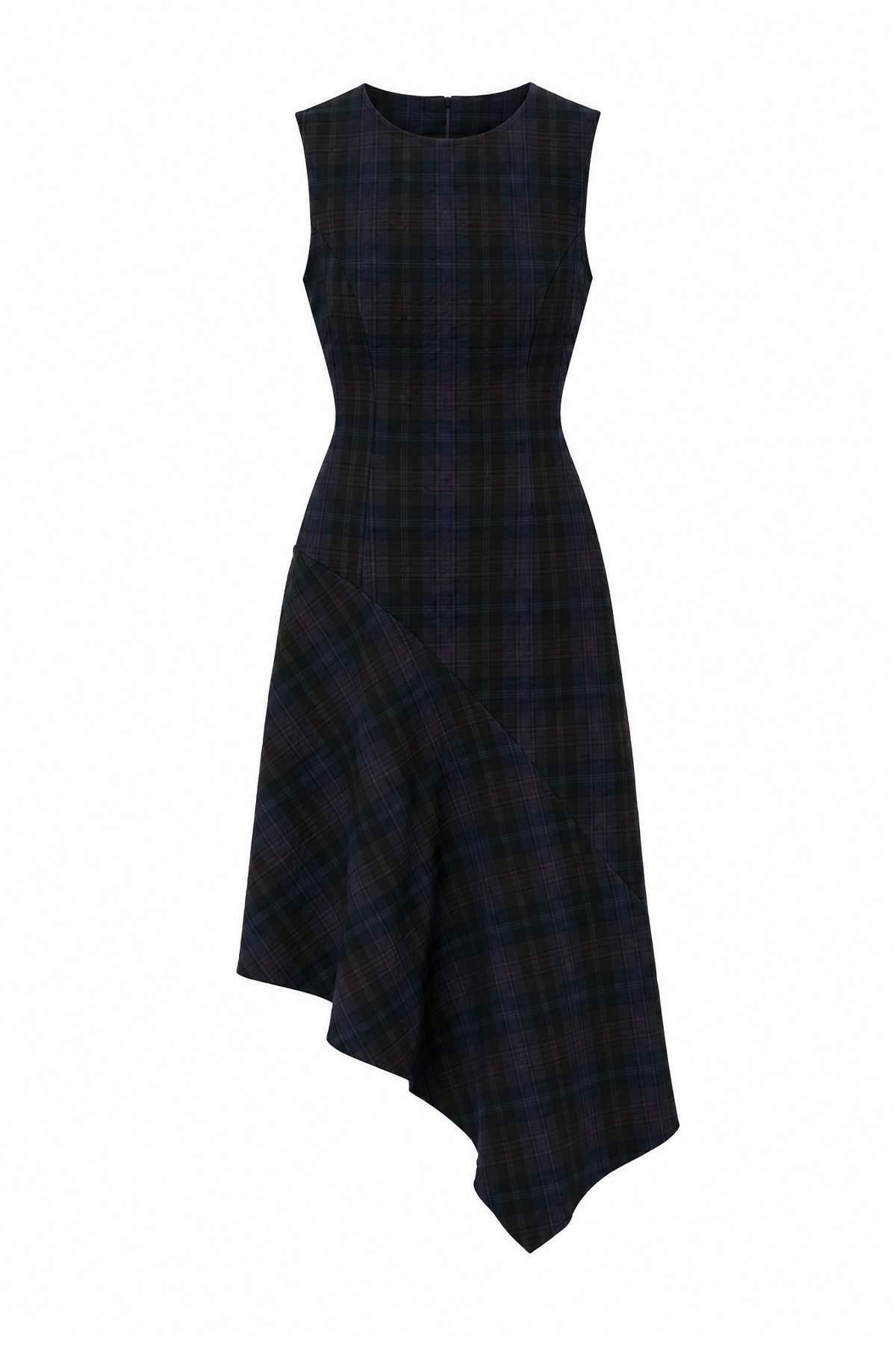TRENDYOLMİLLA Damen Braun Kariert Midi Kurz A-Linie Kleider