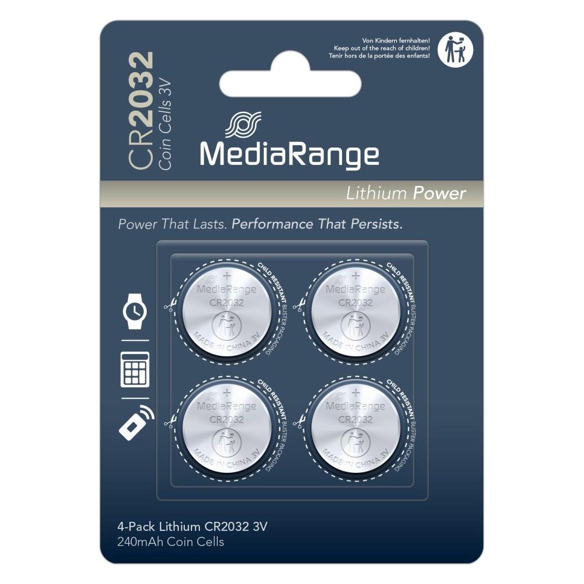 MediaRange Cr2032 (4 Stk., CR2032, 220 mAh) (MRBAT 132)