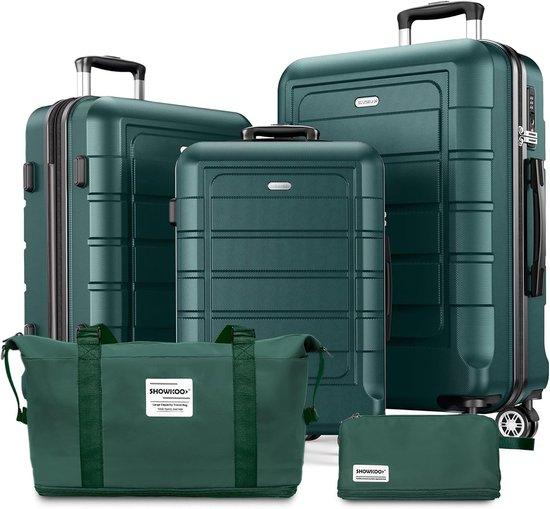 Famanu Kofferset 5-teilig Hartschalenkoffer - Erweiterbar, Leicht und Langlebig mit Reisetasche und Kosmetiktasche