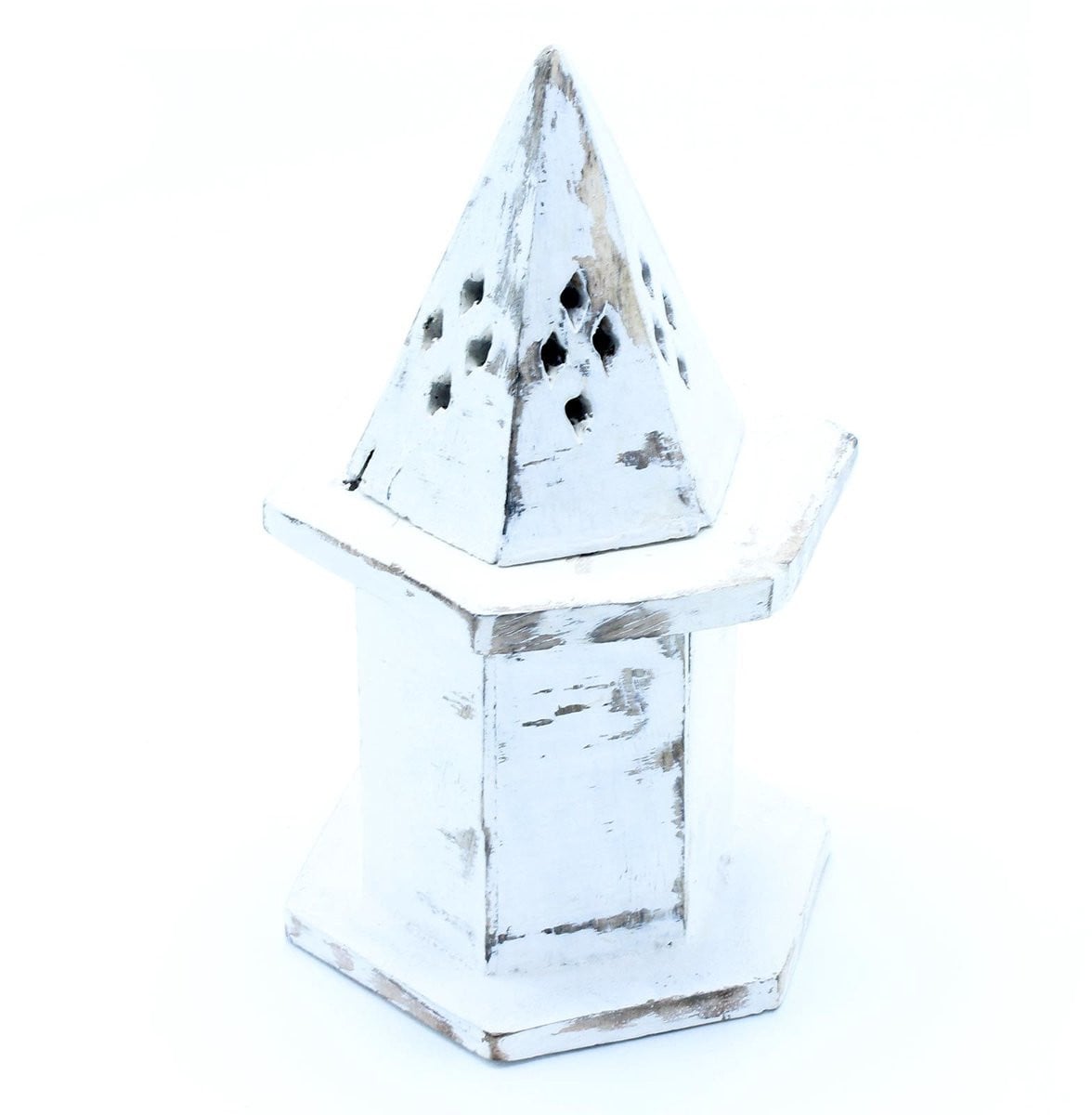 Ancient Wisdom Witte Waskook Wierookhouder - Pyramid Mini Huisje