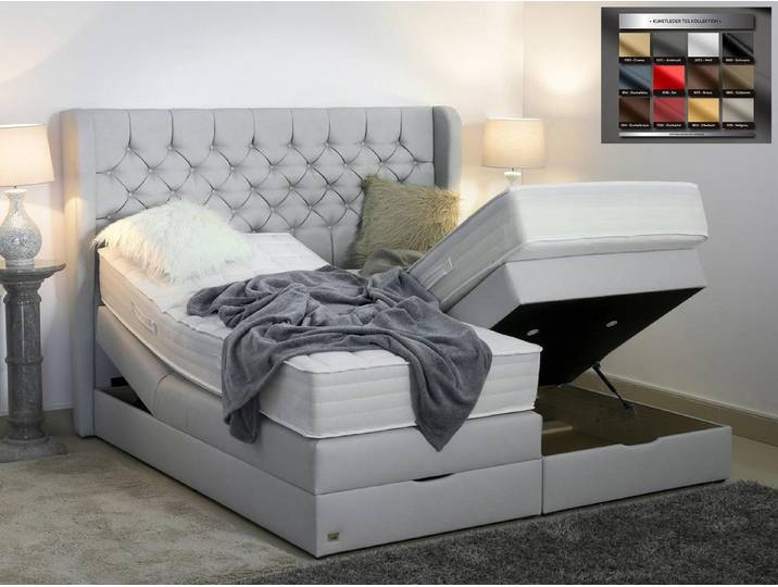 PAARA Boxspringbett Athen K mit Bettkasten Kopfteil verstellbar Stauraum, mit einzigartigem Belüftungssystem