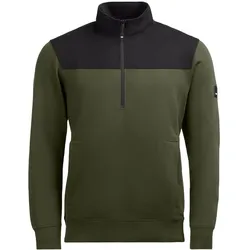 Zip-Sweatshirt "ROB" - L - olive/schwarz