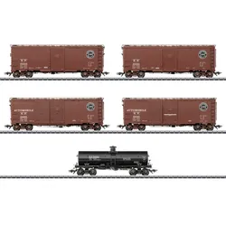 Märklin 45667 H0 5-teiliges US-Güterwagenset unterschiedlicher Bauarten, S.P., Ep. III