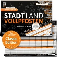 Stadt Land Vollpfosten - Classic Edition, Partyspiel A4-Spielblock