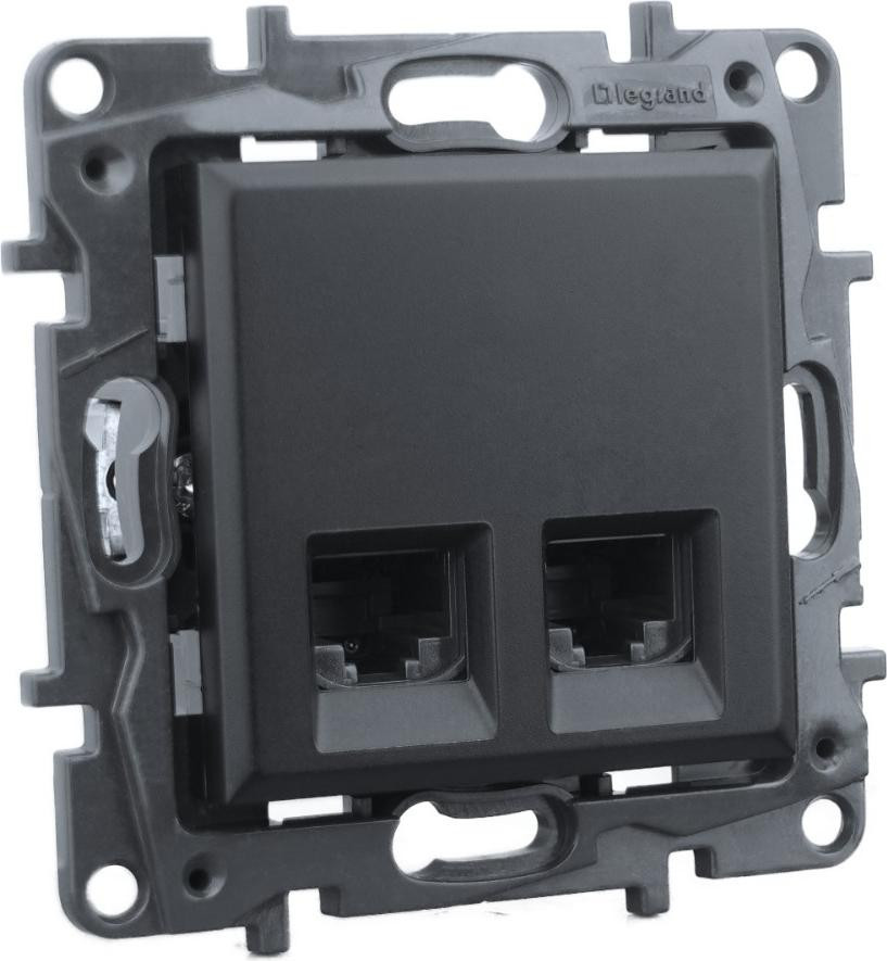 Legrand Computerstopcontact met 2x RJ45 CAT5e, zwart