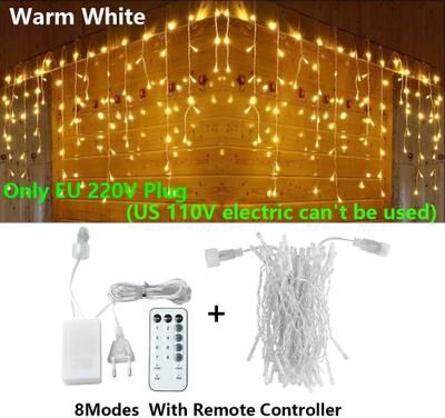 Uplift Picks FrostCascade LED Icicle Lights Outdoor Christmas Curtain Lights With Remote warm White (with Remote) 30 M