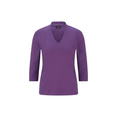 Kurzarmshirt GOLDNER "Elegantes Basic-Shirt mit V-Ausschnitt", Damen, Gr. 48, lila, Obermaterial: 100% Baumwolle CO., Modisch, V-Ausschnitt, Shirts, V-Ausschnitt