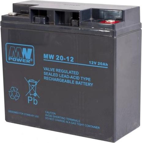 MW Power MW 20-12 verzegelde loodzuuraccu VRLA, 12 V, 20 Ah, 210 A, zwart