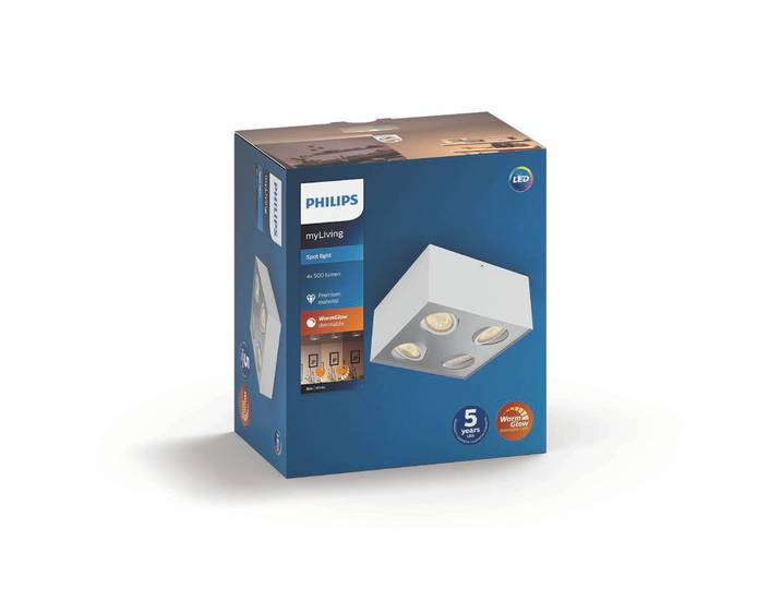Philips LED Deckenspot Box, dimmbar, weiß / opal, für Wohn- / Esszimmer, Aluminium, Deckenlampe