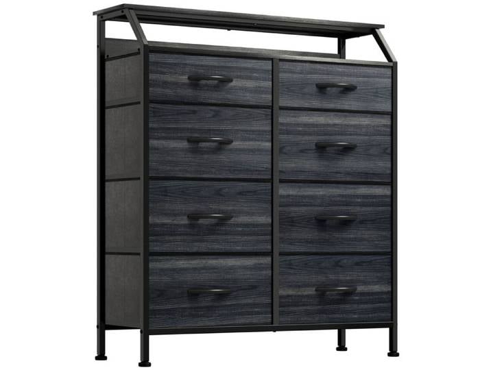 YITAHOME Commode 8 Tiroirs en Tissu Commode Meuble de Rangement Tour en Tissu Cadre Acier Robuste Grain de Bois Noir
