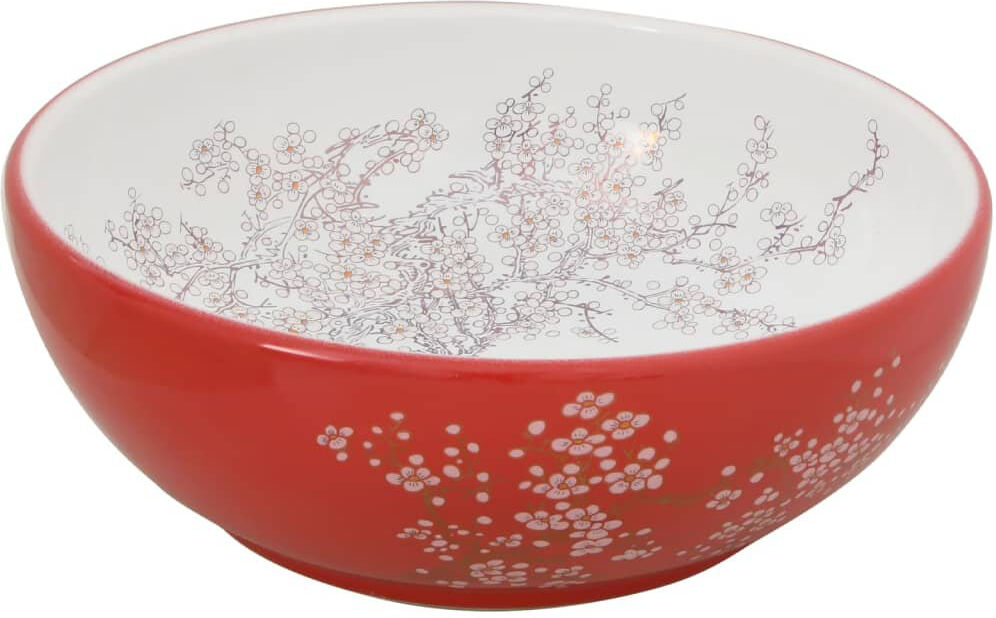 Belfry Bathroom Magness 41 mm L x 41 mm W Ceramic Circular Sink White/Red