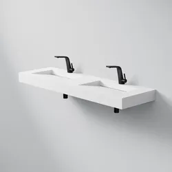 Steinberg Serie 444 Waschtisch Doppelwaschtisch aus Mineo Stone, matt white, 444 7200 W 444 7200 W