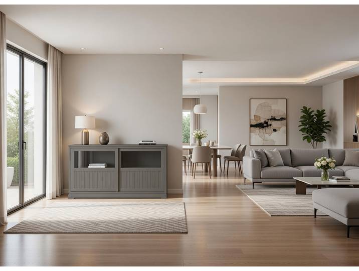 Enfilade cannelée - Type B 161 x 87 x 46cm Gris/Gris