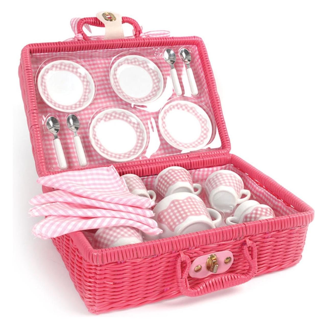 Bigjigs Picknick-Set im rosafarbenen Koffer (T0151)