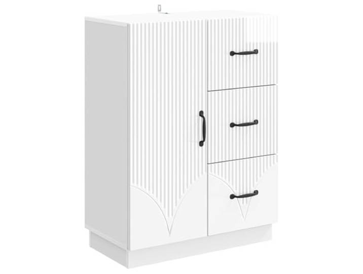 LASWWQMRF Sideboard Hochglanz Weiß 66x34,5x87 cm Holzwerkstoff Kommode Kompakter Schrank für Wohnzimmer und Esszimmer mit 3 Schubladen und Tür für ordentliche Aufbewahrung von Geschirr