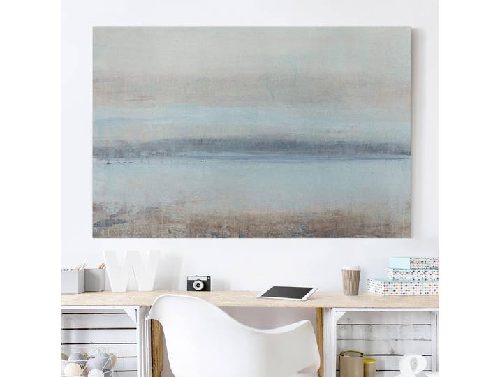 Impression sur toile Horizon Bleu I Polyester Bleu 150 x 100cm