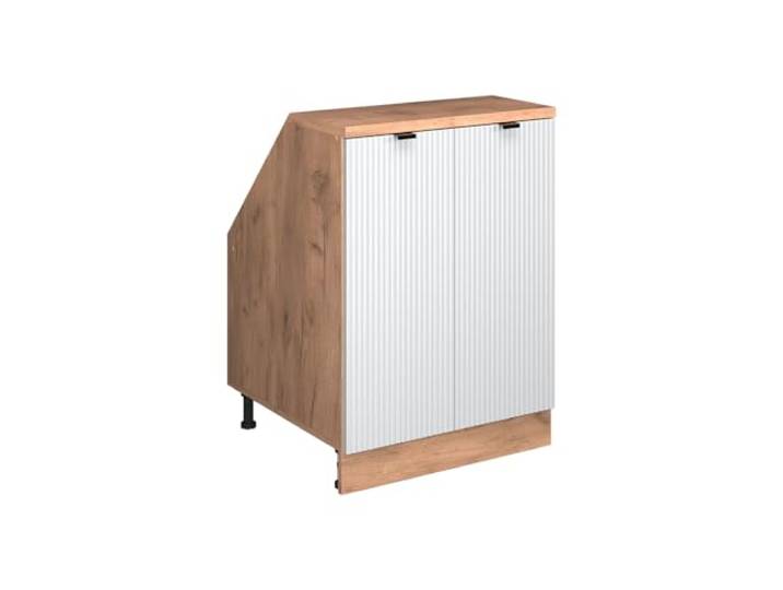 Vicco Dachschrägenschrank Rion, Weiß Riffel/Goldkraft Eiche