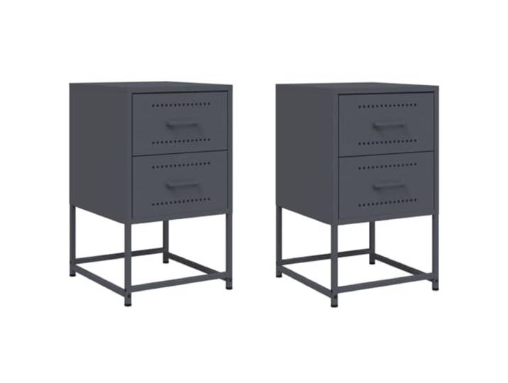 Fisinber Nachttisch 2er Set Anthrazit 36x39x60,5 cm Stahl Beistelltisch Vielseitiger Beistellschrank für Schlafzimmer und Wohnzimmer aus pflegeleichtem Stahl mit praktischem Stauraum.