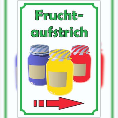 HB-Druck Fruchtaufstrich Marmelade Aufkleber Hochkant mit Pfeil rechts A0 (841x1189mm)