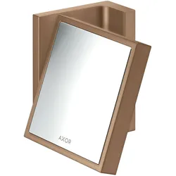 Hansgrohe AXOR Universal Rectangular Rasierspiegel, Brushed Red Gold, neigbar, 1-fach und 1,7-fach Vergrößerung, Wandmontage