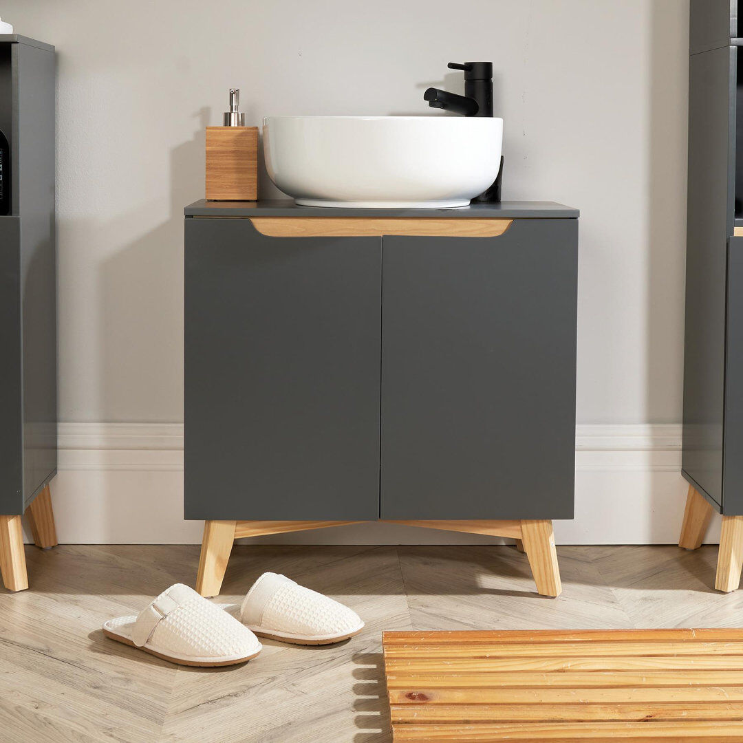 Zipcode Design™ Florence Freestanding Bathroom Cabinet Grey 60cm H X 60cm W X 30cm D