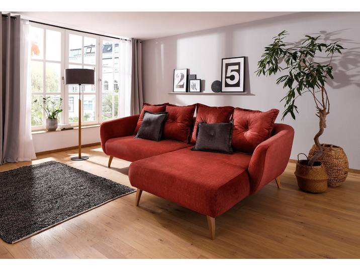 Ecksofa HOME AFFAIRE Baggio formschöne Polsterecke, bequem, Breite 277cm, L-Form , orange (koralle), B:277cm H:80cm T:162cm, Sofas, Ecksofa, Zierkissen inklusive