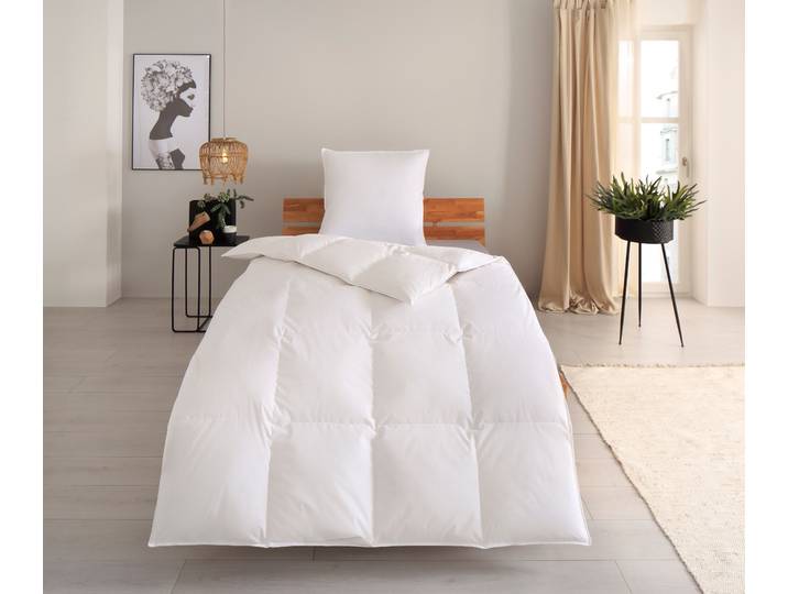 Daunenbettdecke GOODPRODUCT Jannika , weiss (weiß), B:135cm L:200cm, Bezug: 100% Baumwolle. Füllung: 80% Daunen, 20% Entenfeder, Bettdecken, Daunenbettdecke, plastikfreie Verpackung