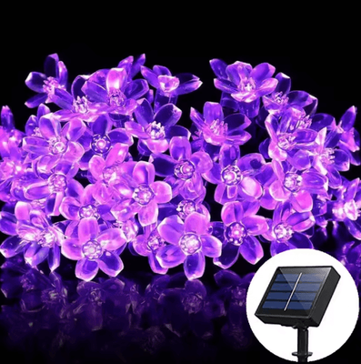 Inspire Picks Solar Sakura Cherry Blossom String Lights Outdoor Fairy Garden Decor purple 5m 20leds
